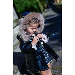 Chubasquero charol negro con capucha pelo La Martinica - Imagen 1