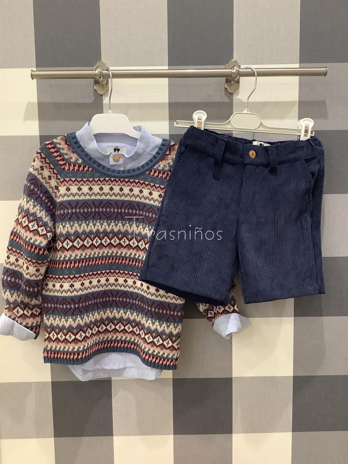 CONJ PANT CORTO+CAMISA Y JERSEY MI PETIT MON - LA MARTINICA (INV 25) - Imagen 1