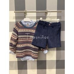 CONJ PANT CORTO+CAMISA Y JERSEY MI PETIT MON - LA MARTINICA (INV 25) - Imagen 1