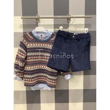 CONJ PANT CORTO+CAMISA Y JERSEY MI PETIT MON - LA MARTINICA (INV 25) - Imagen 1