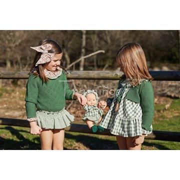 Conjunto Blusa flores + Ranita volantes + Jersey Musgo La Martinica - Imagen 2