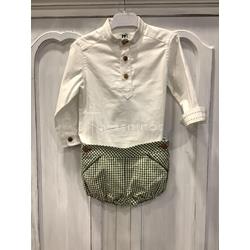 Conjunto Camisa blanca + Bombacho cuadritos Musgo La Martinica - Imagen 1