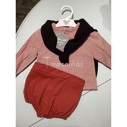 Conjunto Camisa cuadritos + bombacho + jersey Bosque Mon Petit Bonbon - Imagen 1