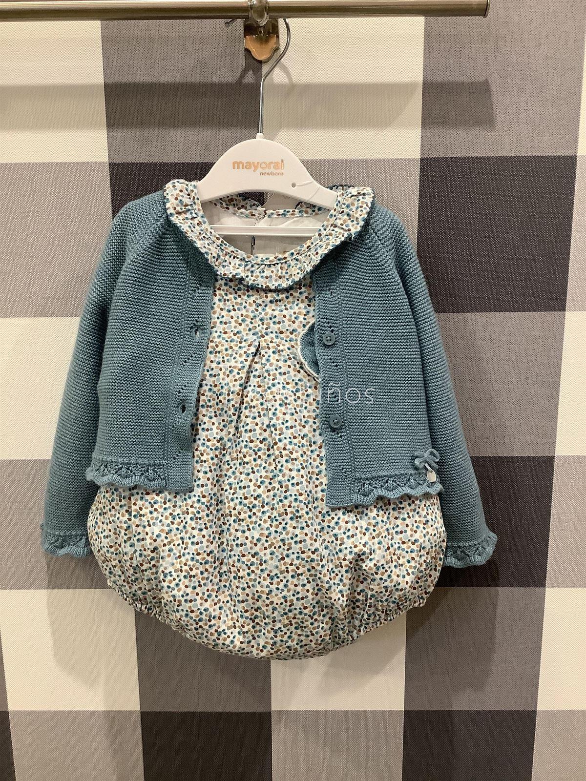 Conjunto de pelele flores + leotardos + chaqueta Mayoral - Imagen 2