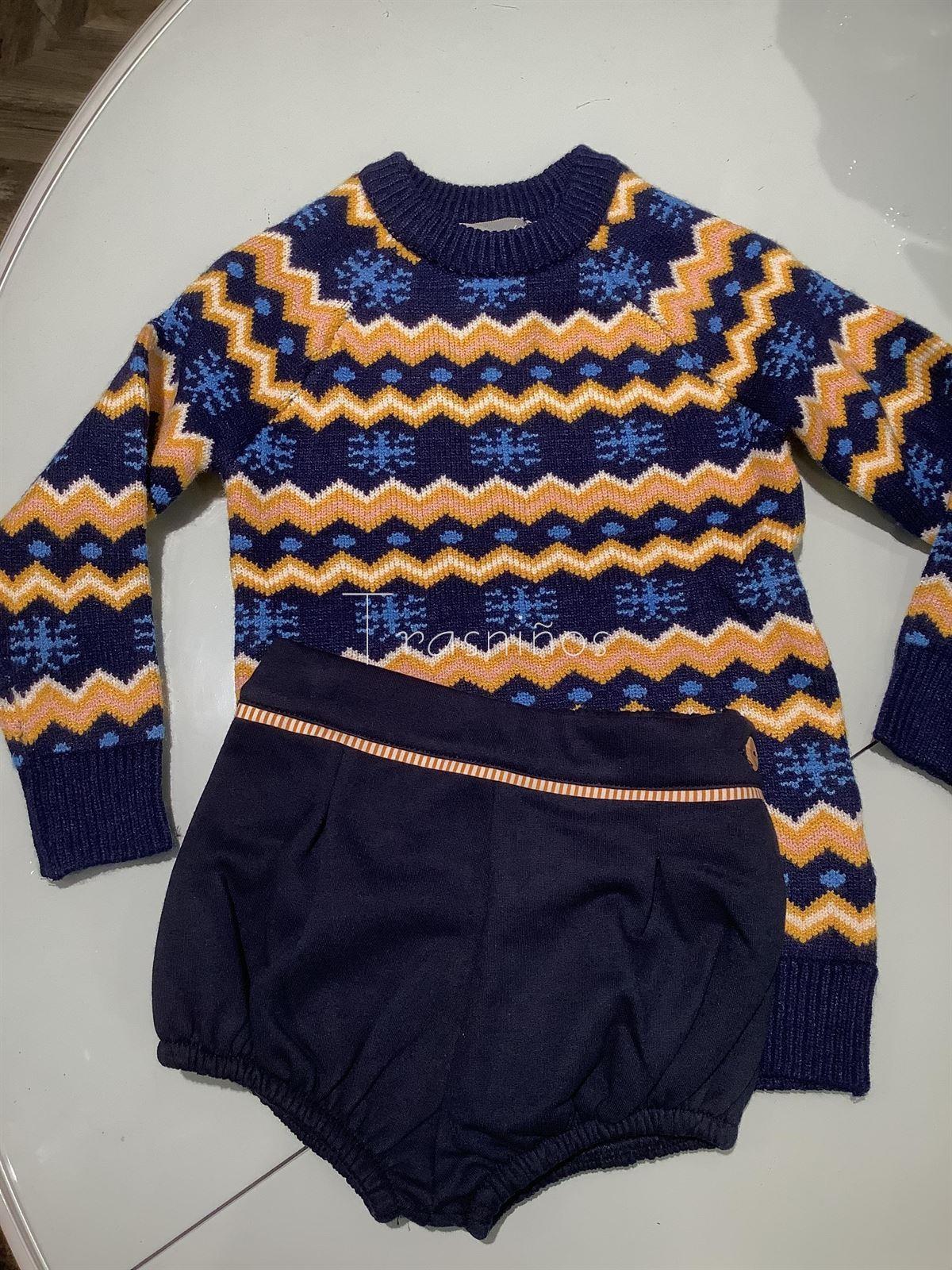 Conjunto jersey grecas + bombacho Oso Mon Petit Bonbon - Imagen 2