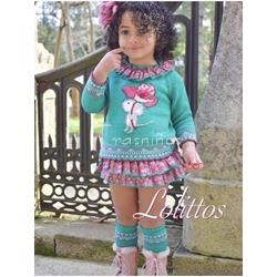 Conjunto jubón niña + ranita volantes Pérez Lolittos - Imagen 1