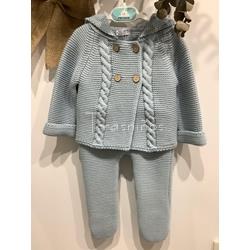 Conjunto polaina y chaqueta punto ( San Francisco ) celeste empolvado - Imagen 1