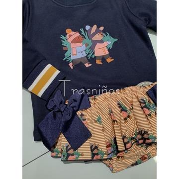 Conjunto sudadera dibujo + ranita volantes Oso-conejo Mon Petit Bonbon - Imagen 2