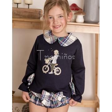 Conjunto sudadera lazos + ranita volantes Bicicleta Mon Petit Bonbon - Imagen 1