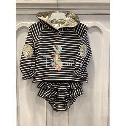 Conjunto sudadera niña rayas + ranita volantes Limoncello La Martinica - Imagen 1