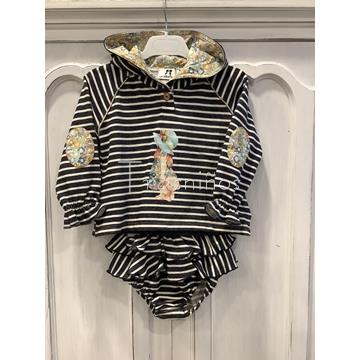 Conjunto sudadera niña rayas + ranita volantes Limoncello La Martinica - Imagen 1