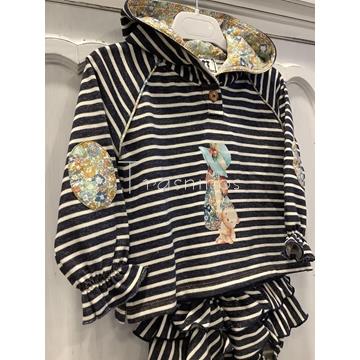 Conjunto sudadera niña rayas + ranita volantes Limoncello La Martinica - Imagen 2