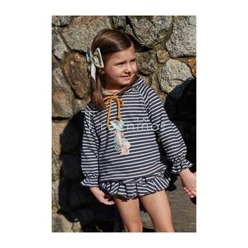 Conjunto sudadera niña rayas + ranita volantes Limoncello La Martinica - Imagen 1