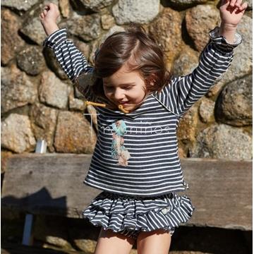 Conjunto sudadera niña rayas + ranita volantes Limoncello La Martinica - Imagen 2