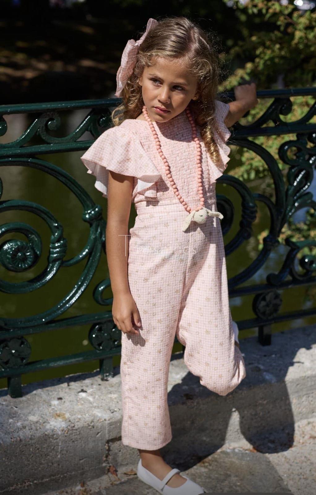 Mono  Vichy niña Peach La Martinica verano 2026 - Imagen 1