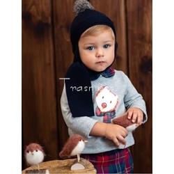 Sudadera perrito y braguita tartán niño coleccion cabaña de Foque - Imagen 1