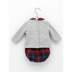 Sudadera perrito y braguita tartán niño coleccion cabaña de Foque - Imagen 2