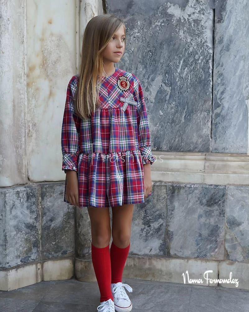 Vestido cuadros rojos coleccion Scarlett de Noma Fernández invierno 2023 - Imagen 1