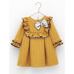 Vestido raya diplomatica mostaza colección mimosa de Foque - Imagen 1