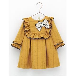 Vestido raya diplomatica mostaza colección mimosa de Foque - Imagen 1