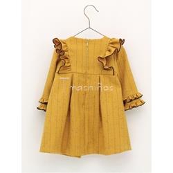 Vestido raya diplomatica mostaza colección mimosa de Foque - Imagen 2