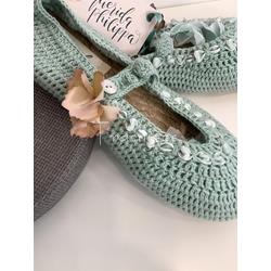 Zapatilla Salvia Crochet comunión - Imagen 2