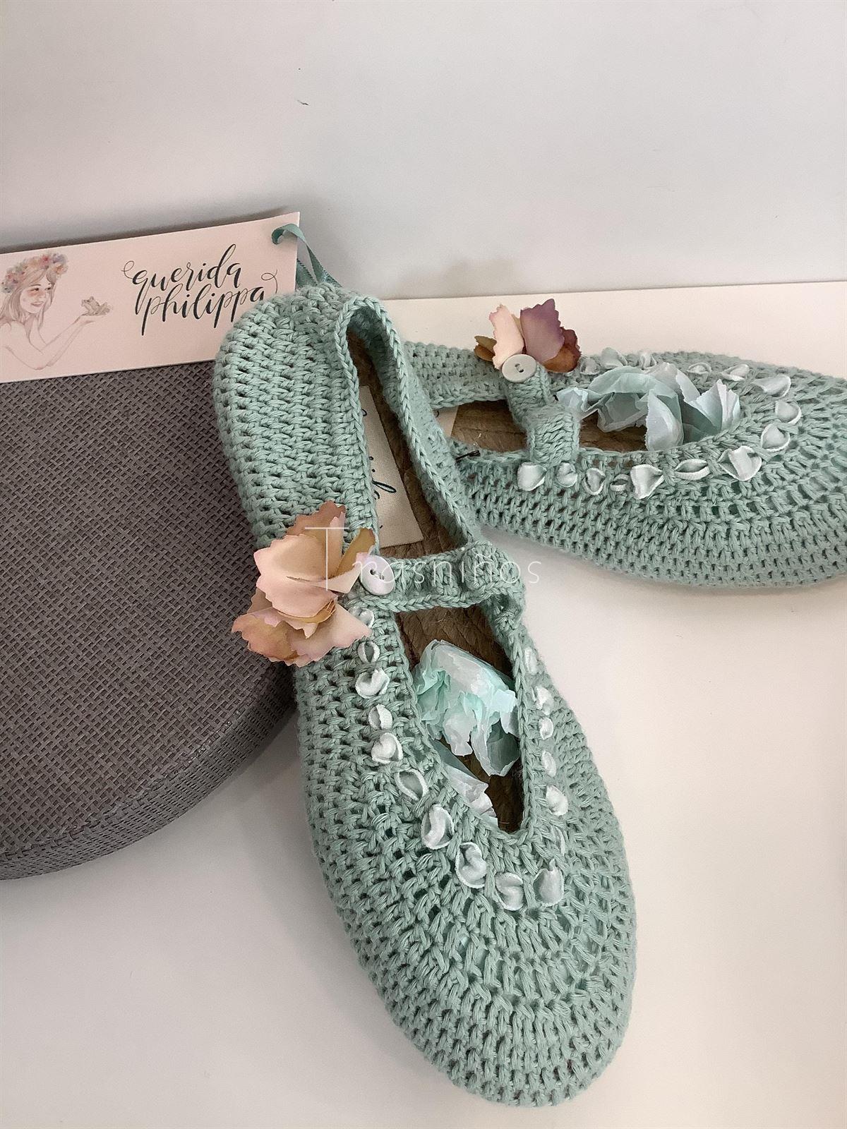 Zapatilla Salvia Crochet comunión - Imagen 4